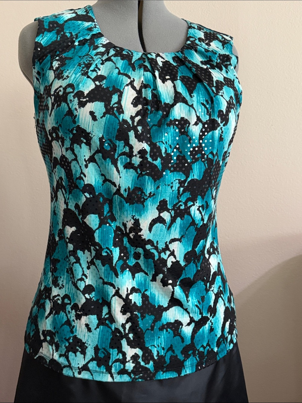 Sleeveless Alfani Turquoise Abstract Print Top